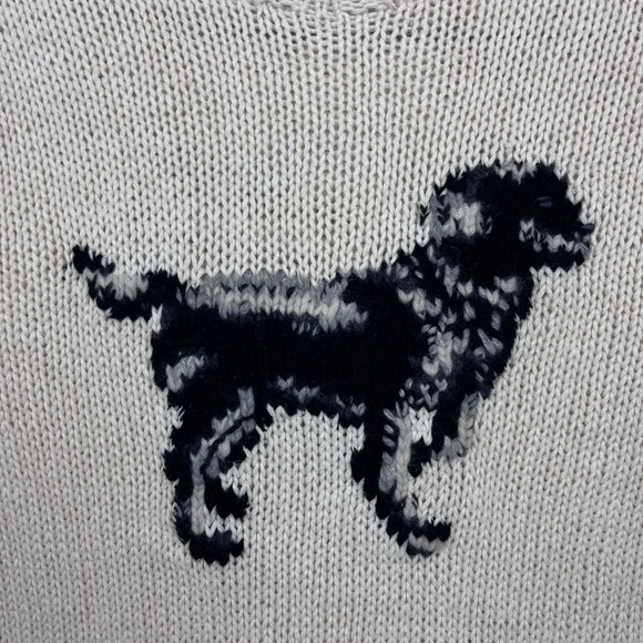 Vintage Ralph Lauren Sport Womens White Knit Dog Graphic Sweater RL Logo Size L - Picture 2 of 13